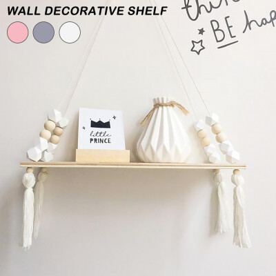 

Rope Shelves Hanging Shelf Macaron Style Shelf Wall Decorative Shelf