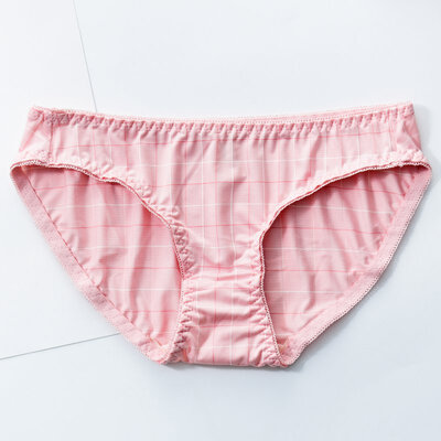 

2019 New Women Panties Fashion Sweet Ladies Thin Seamless Plaid Mid-Waist Underwear Comfortable Breathable Plaid Printed Briefs
