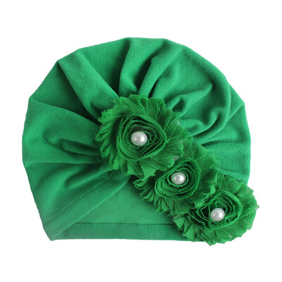 

2019 Hot Sale Summer New Cute Baby Girl Hat Comfortable Breathable Solid Color With Flower Pearl Candy Color Turban Elastic Cap