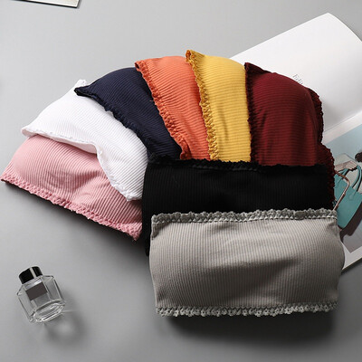 

Rib Strapless Boob Tube Bra Top Women High Elastic Wireless Push Up Padded Back Closure New Stylish White Black Bandeau Top