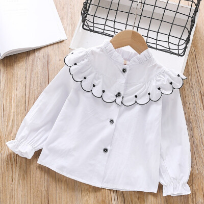 

4 Color Long Sleeve Tops Baby Girls Clothes Cute White Blouse Kid Shirts Autumn Shirts Girls Clothes Yellow Children Blouse