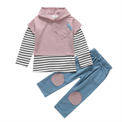 

New Autumn Casual Baby Clothes Set Long Sleeve Top And Outerwear And Trousers Kit Kid Three-piece Outfit Set