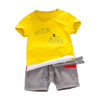 

Infant Clothing Boys Shorts&T shirt Top Baby Boys Summer Clothes Set Printed Cotton