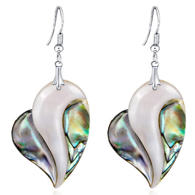 

Natural Abalone Shell Vintage Dangle Drop Earrings For Women Temperament Heart Love Statement Earrings Boho Jewelry