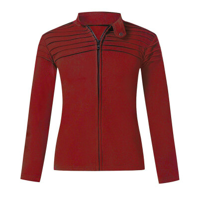 

Fashion Autumn Winter New Casual Solid Color Wrinkled Jacket Slim Long-sleeved Zipper Cardigan Coat Red