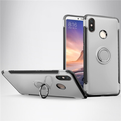 

Back Cover For Xiaomi Mi Max 3 Max3 Case Car Holder Stand Hard PC Silicon Ring Suction Bracket Celulars