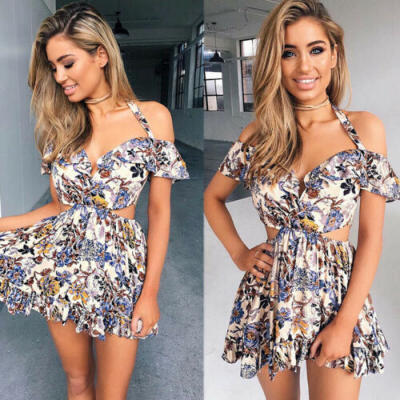 

Women Off Shoulder Short Sleeve Bodycon Casual Party Evening Cocktail Mini Dress