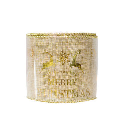 

Merry Christmas Deer Printed Decorative Ribbon for Xmas Tree Ornaments Gift Packing Wrapping Bow Festival Party Decor 27M