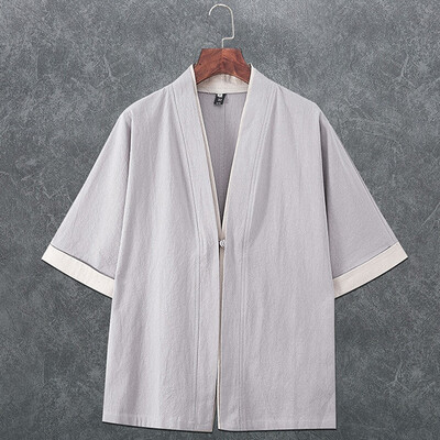 

Toponeto Mens Summer New Style Retro Pure-Colour Dao Gown Top Fashion Comfort Blouse
