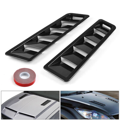 

1 Pair Car Auto Bonnet Hood Vent Louver Cooling Panel Trim Matte Black Universal