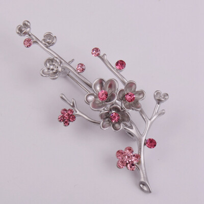 

China Style Exquisite Rhinestones Plum Flower Brooches Alloy Plant Pins yuy