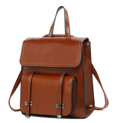 

LKX Fashion Genuine Leather Women Backpacks For Girls Shoulders Backpack Woman Small Teenage Bagpack Mini Female Bag