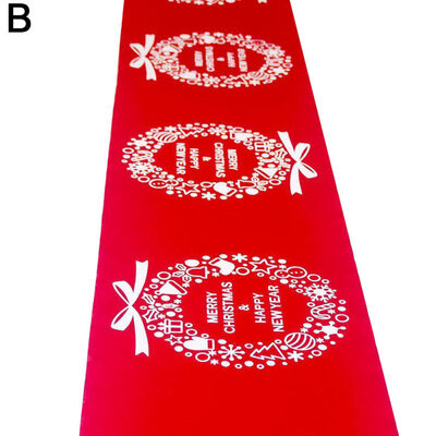 

Christmas Table Runner Reindeer Snowflake Linen Decor Party Glitter Tablecloth