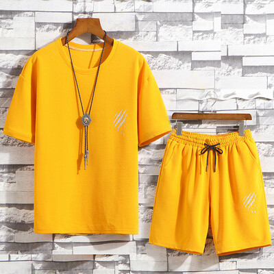 

Toponeto Mens Summer New Leisure Fashion Printing Short Sleeve Shorts Sports Sets