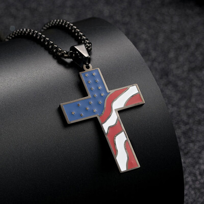 

European&American Fashion Flag Cross Pendant Necklace Necklace Jewelry