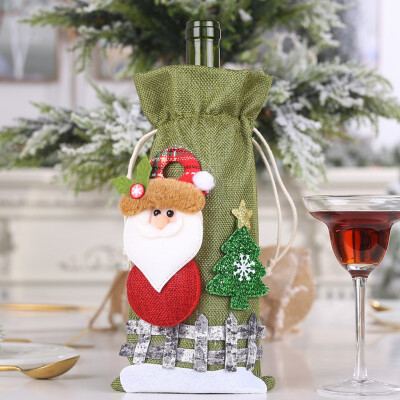 

Gobestart Merry Christmas Santa Wine Bottle Bag Cover Xmas Festival Party Table Decor Gift