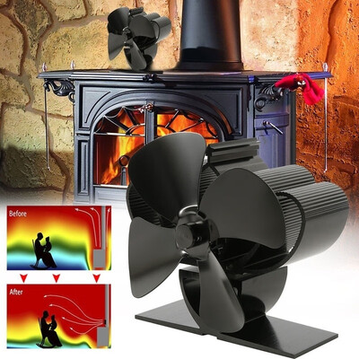 

New Heat Powered Wood Stove Fan for Log Wood Burnerfireplace Eco Fan 4 Blades
