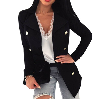 

Women Fashion Long Sleeve Button Coat Casual Solid Color Lapel Jacket Slim Winter Coat