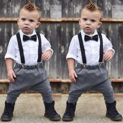 

2PCS Newborn Baby Boy Gentleman Outfits Clothes Shirt Tops Bib Pants Jumpsuit