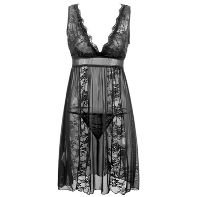 

Sexy Sleepwear Sleeveless Lace night dress night gown Cup Trim Knit Dress For Women Black Nightgown Red Rose lingerie Nightwear