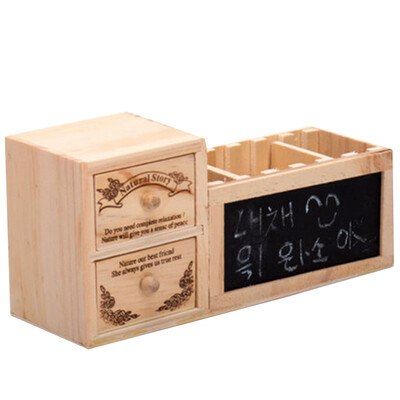 

Wooden Pen Holder with Blackboard Cute Desktop Pencil Box Desk Tidy Organizer Pen Pot Office Accessories
