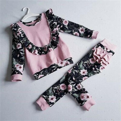 

Toddler Kids Baby Girls Clothes Ruffle Tops Shirt Long Pants Tracksuit Outfits