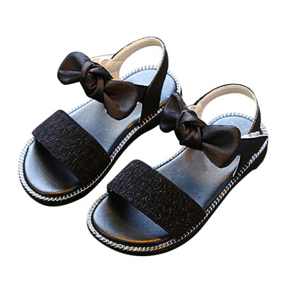 

Baby Spring Summer Leopard Print Bow Princess Girls Anti Slip Soft Sole Beach Casual Sandals Shoes