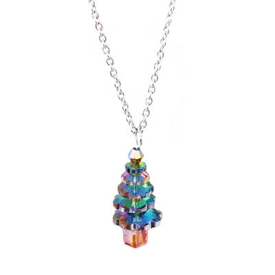 

Women Crystal Christmas Tree Sweater Chain Rhinestone Necklace Wedding Party Gift Jewelry