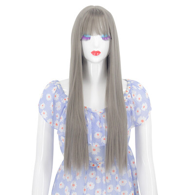 

Gobestart Fashion Wig Synthetic Cabelo With Bangs Fringe Long Wavy Wigs 26 Inches