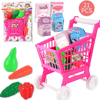 

Gobestart Shopping Cart Fruit And Vegetables Pretend To Play Children Kids Educational Toy