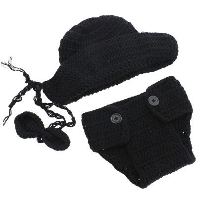 

Breathable Knitting Wool Hat Bowknot Short Pants Suit Newborn Photography Outfits Clothes