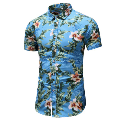 

Tailored Mens Summer New Fashion Business Leisure Short-sleeved Plus Size Printing Shirt