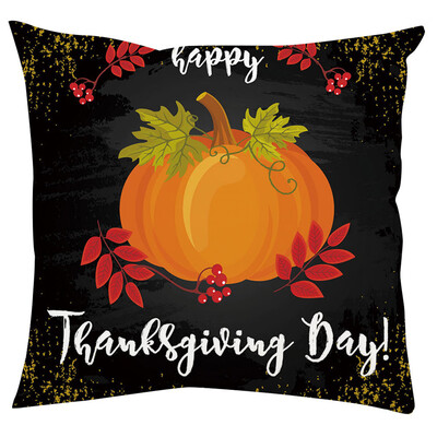 

Gobestart Happy Thanksgiving Soft Short Plush Pillow Cover Pillowcases Decorative 45x45cm