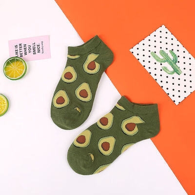 

Kawaii Women Autumn Fruit Food Socks Short Funny Cotton Men Unisex Happy Sock Slippers