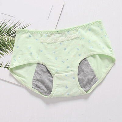 

Fashion New Floral Three-layer Leak-proof Briefs Printing With Pocket Mid Waist Womens Physiological Panties