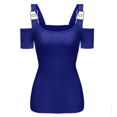 

Womens Tops And Blouses Streetwear Cold Shoulder Short Sleeve Blouse Tunic Ladies Top