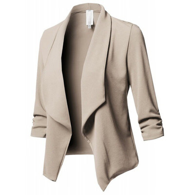 

Fashion Blazer Solid Color Slim Cardigan Suit Commuting Pleated Long Sleeve Blazer