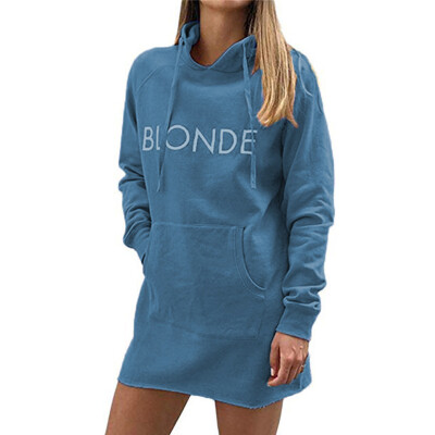 

Casual Womens Clothing Fashion Casual All-match Hooded Sweatershirt Letters Print Pocket Decoration Hoody Dress