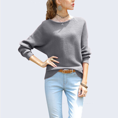 

Gobestart Fashion Women Flare Sleeve Solid O Neck Blouse Top Casual Loose Sweatshirt