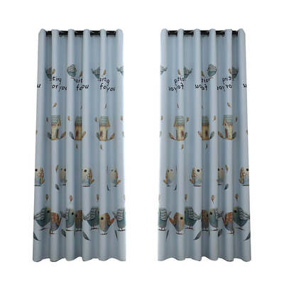 

2pcs Cartoon Printed Voile Curtain Children Bedroom Sheer Translucent Blinds Living Room Hotel Blackout Window Drapes