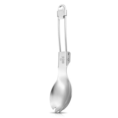 

Stainless Steel Spoon Foldable Cookout Tableware Traveling Hiking Camping Spoon