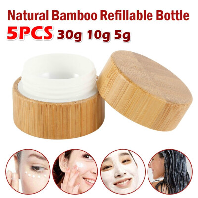 

52pcs 30g 10g 5g Bamboo Bottle Cream Jar Nail Art Mask Cream Refillable Empty Cosmetic Makeup Container Bottle