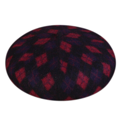 

Autumn&Winter 2019 New Korean Version Ladys Coloured Rhombic Wool Beret Hat Retro Wool Painter Hat Wholesale