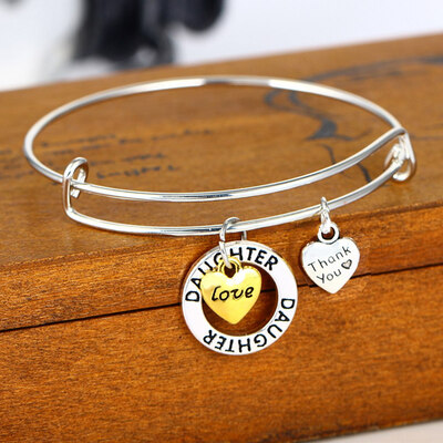 

Love Heart Bangle Mother Sister Grandma Daughter Pendant Bracelet Thank You Gift