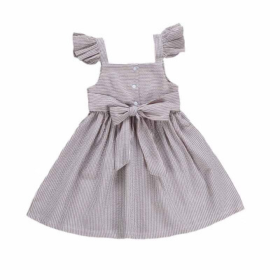 

Summer Cute Baby Girls Dress Flare Sleeve Striped Dress Kids Toddler Sleeveless Pageant Sundress