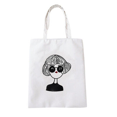 

Tailored Female Canvas Shopping Bag Cartoon Shoulder Bag Student Out Large Capacity Bag