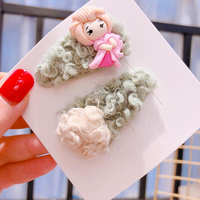 

Cute Kids Clips 0-8T Children Candy Color Cartoon Princess Imitation Plush Autumn Leather Hair Duckbill Clips 2 Pieces