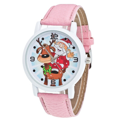

Fashion Kids Adornment Christmas Ornaments Cartoon Pattern Band Simulate Quartz Watches Xmas Present For Children Decoration