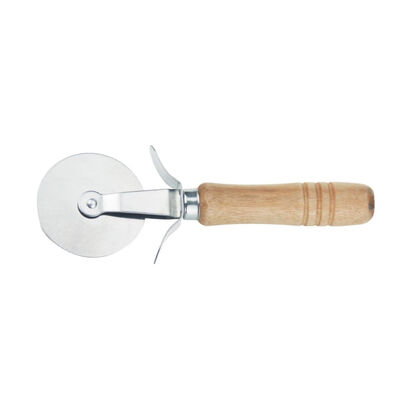 

Round Pizza Cutter Stainless Steel Wooden Handle Pastry Dough Cut Tool Kitchen Baking Tools