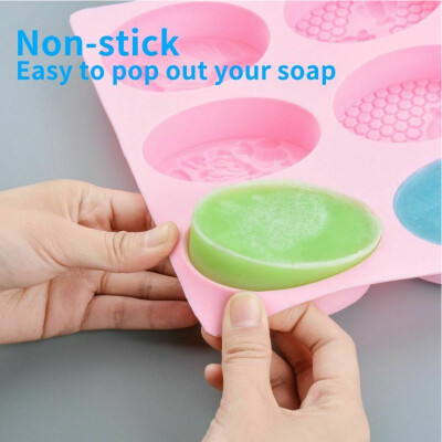 

Soap Mold Non Stick Craft Tools 6 Cavity Oval Silicone DIY Bee Pattern Handmade